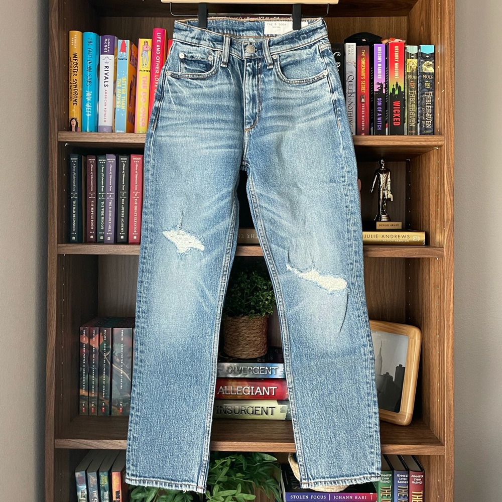 rag & bone Wren Ripped High Waist Ankle Slim Jeans (Everly)